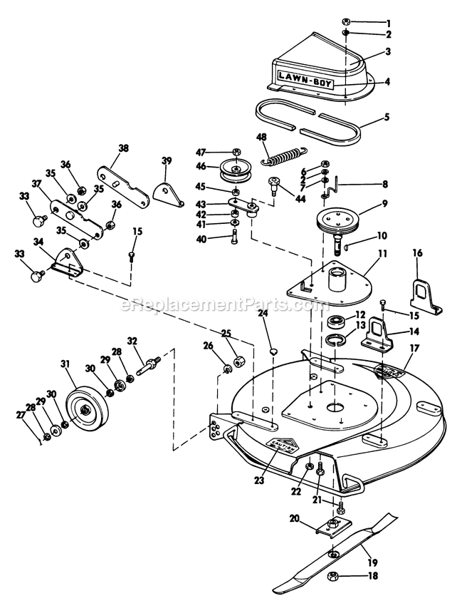 Rider Mower Pan 1 Diagram and Parts List for 9369ES (300000001-399999999)(1973) Lawn Boy Lawn Tractor